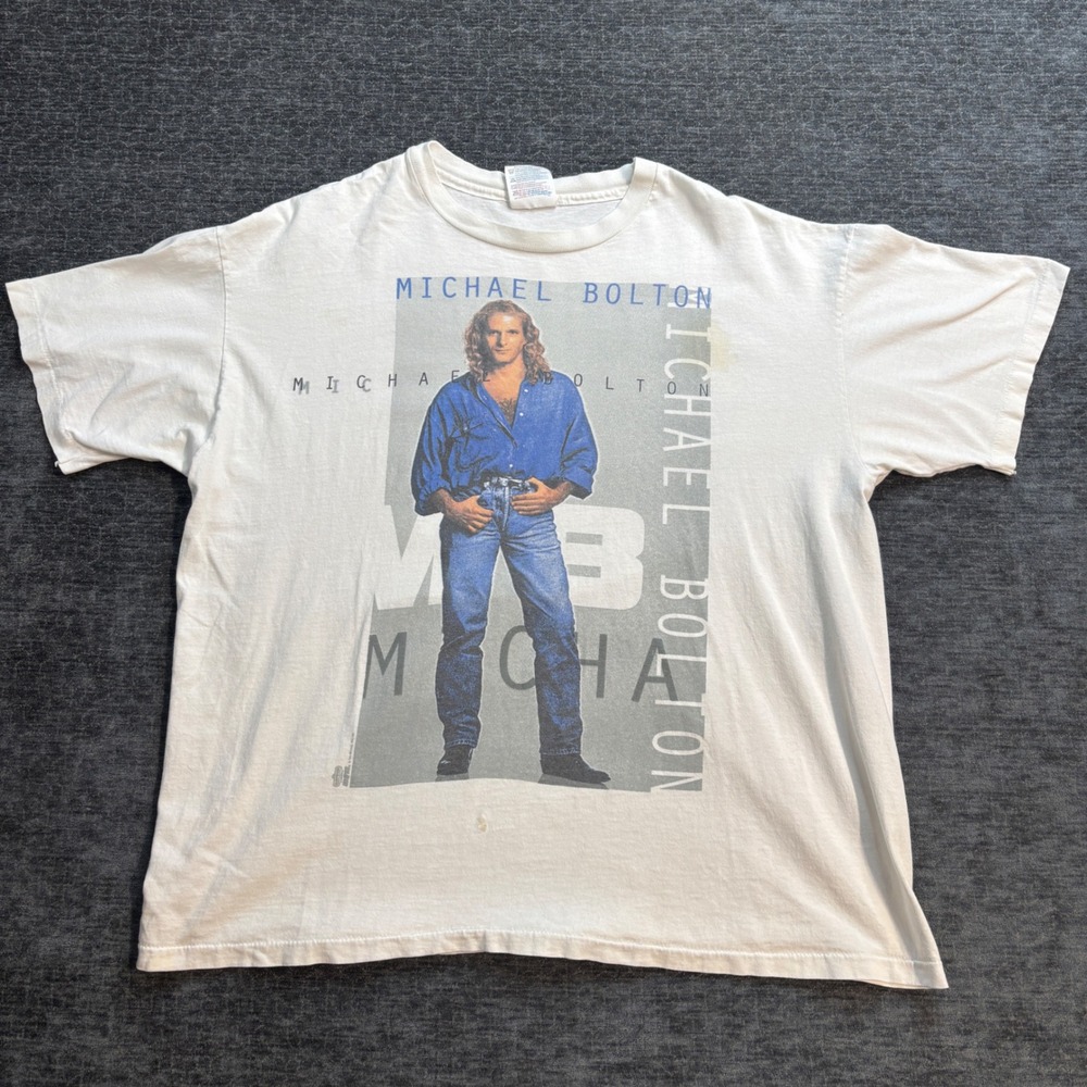 Vintage 1994 Michael Bolton World Tour T-Shirt Hanes XL White Graphic Concert